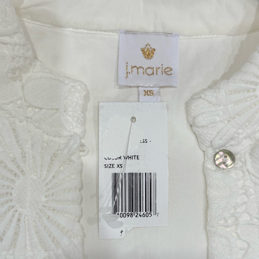 J.Marie Seraphina Shift Dress White Floral 3D Lace 3/4 Sleeve Kaftan NWT - Picture 11 of 14